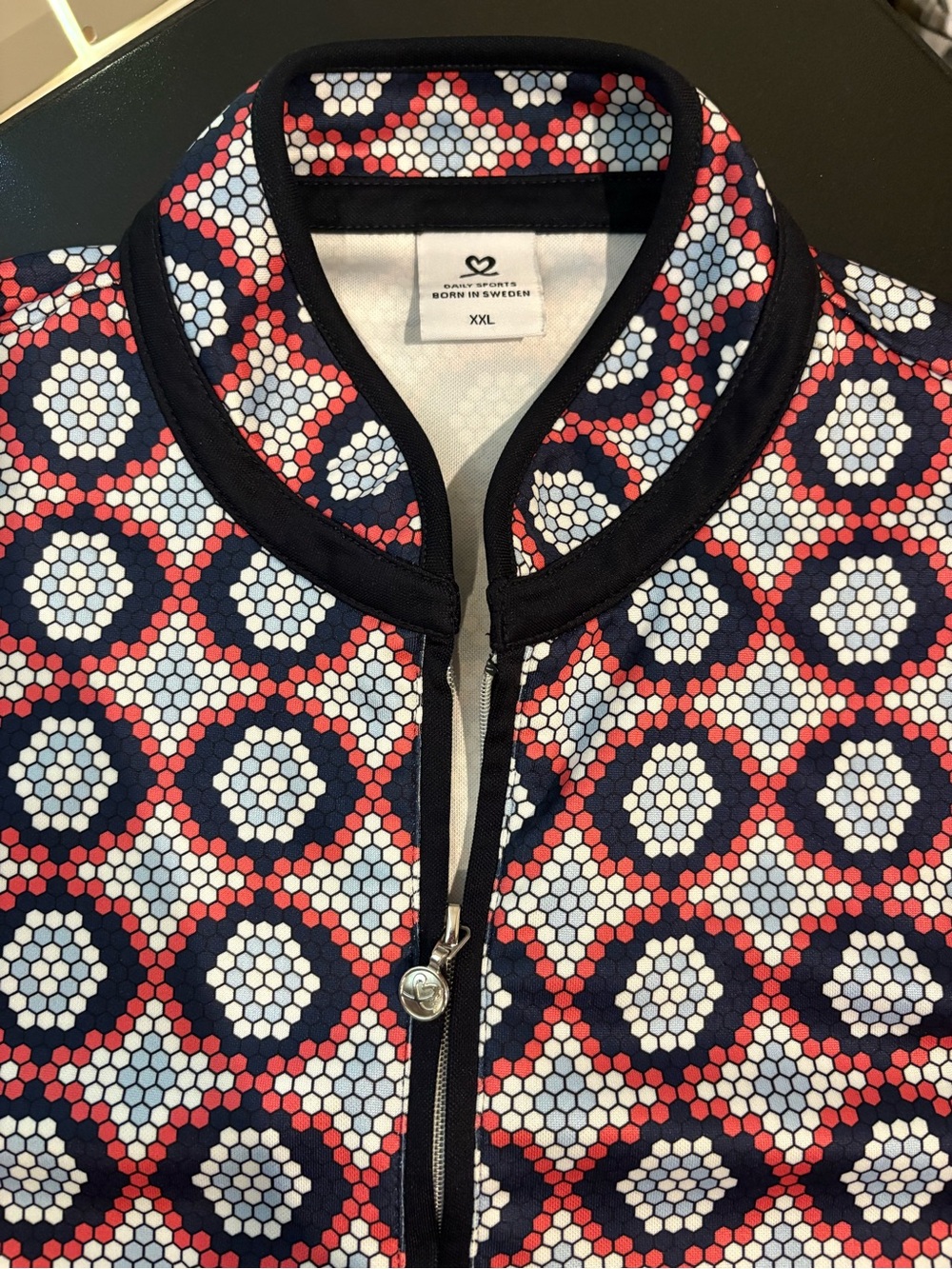 Daily Sports Sleeveless Geometric Print golf casual Dress Red, Navy & White - Picture 2 of 8